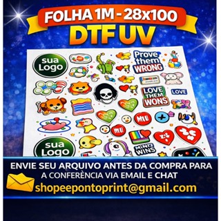 Adesivo DTF UV 1 METRO | Alta Qualidade | Pronto para Aplicar - ENVIAR ARQUIVO NO CHAT em Oferta na Shopee