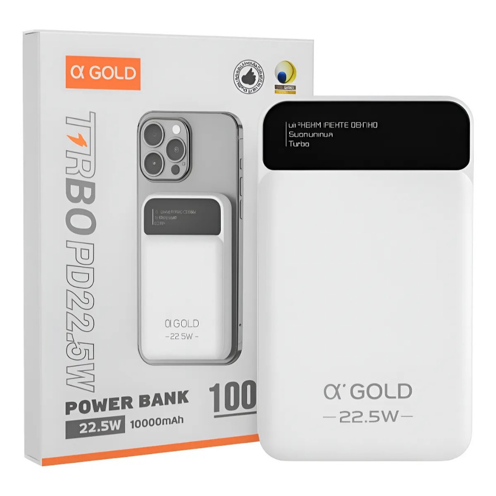 Carregador Portátil Power Bank Carregamento Sem Fio Magnético A'GOLD PRO 10000mAh Turbo 22.5w/BTE-60A