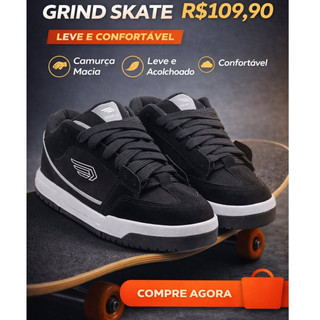Tênis New Fly Grind Modelo Skatista Unissex em Camurça e Solado Emborrachado