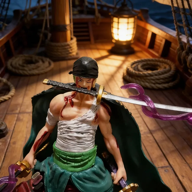 Action Figure Estatueta – Roronoa Zoro – One Piece – 21 cm – Com Base Temática