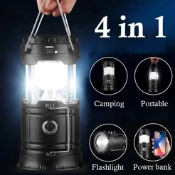 Lampião Solar Led USB Lanterna Bateria Recarregável Retrátil
