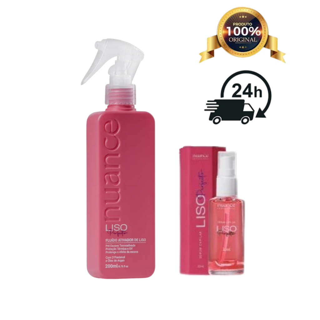 Spray e Sérum Liso Perfeito Nuance 200ml – Pré-Escova, Antifrizz e Efeito Liso por 7 Dias
