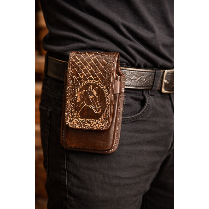Porta Celular de Couro para Cinto Masculino Compacto Resistente Dia a Dia