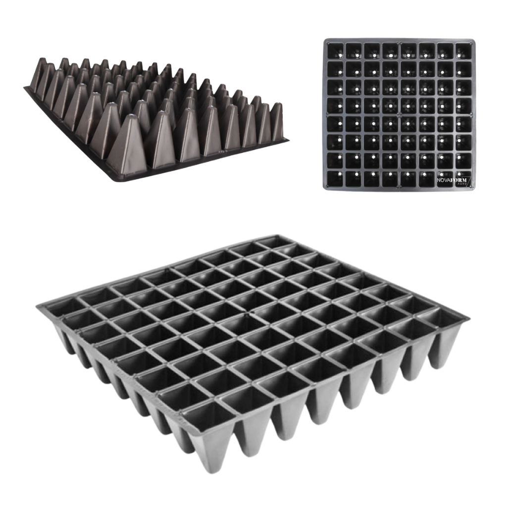 Kit 5 Bandejas Sementeira Para Mudas e Germinação com 64 Células