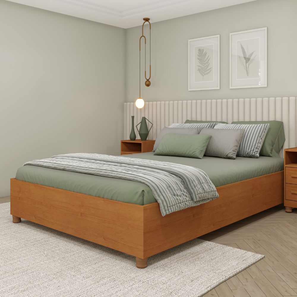 Cama Box Casal Mônaco 138x188 em MDP com Pés Alta Resistência Sem Colchão
