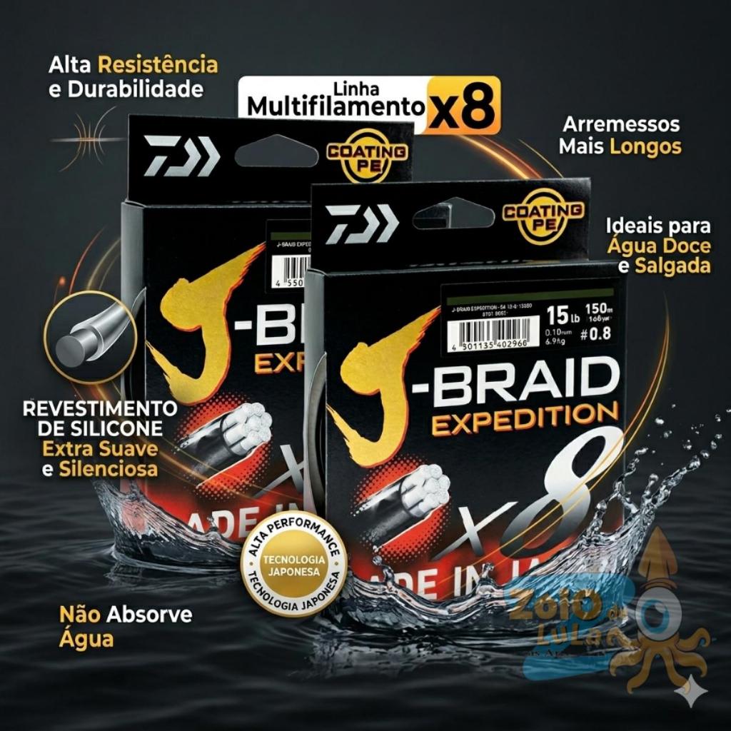 Linha Multifilamento Revestida Daiwa X8 J-Braid Expedition