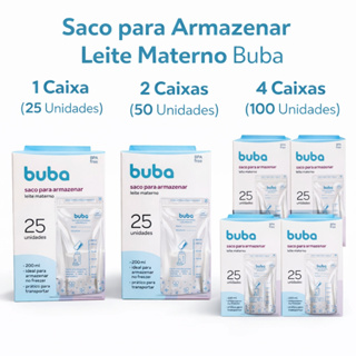 Saco para Armazenar e Congelar Leite Materno Buba Kits 25, 50 ou 100 Unidades Descartável em Oferta na Shopee