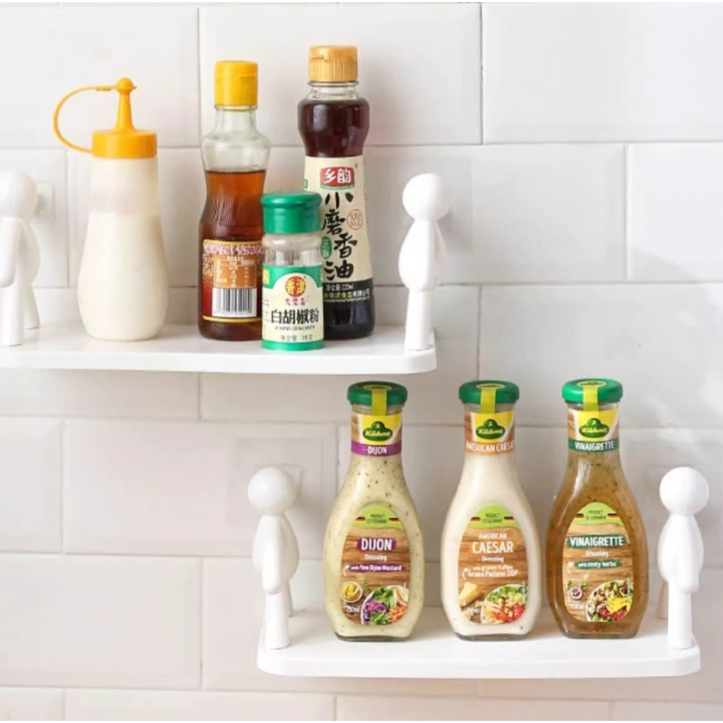 Kit 2 Prateleira Adesiva Multiuso Organizador de Cozinha e Banheiro Criativo Bonequinho