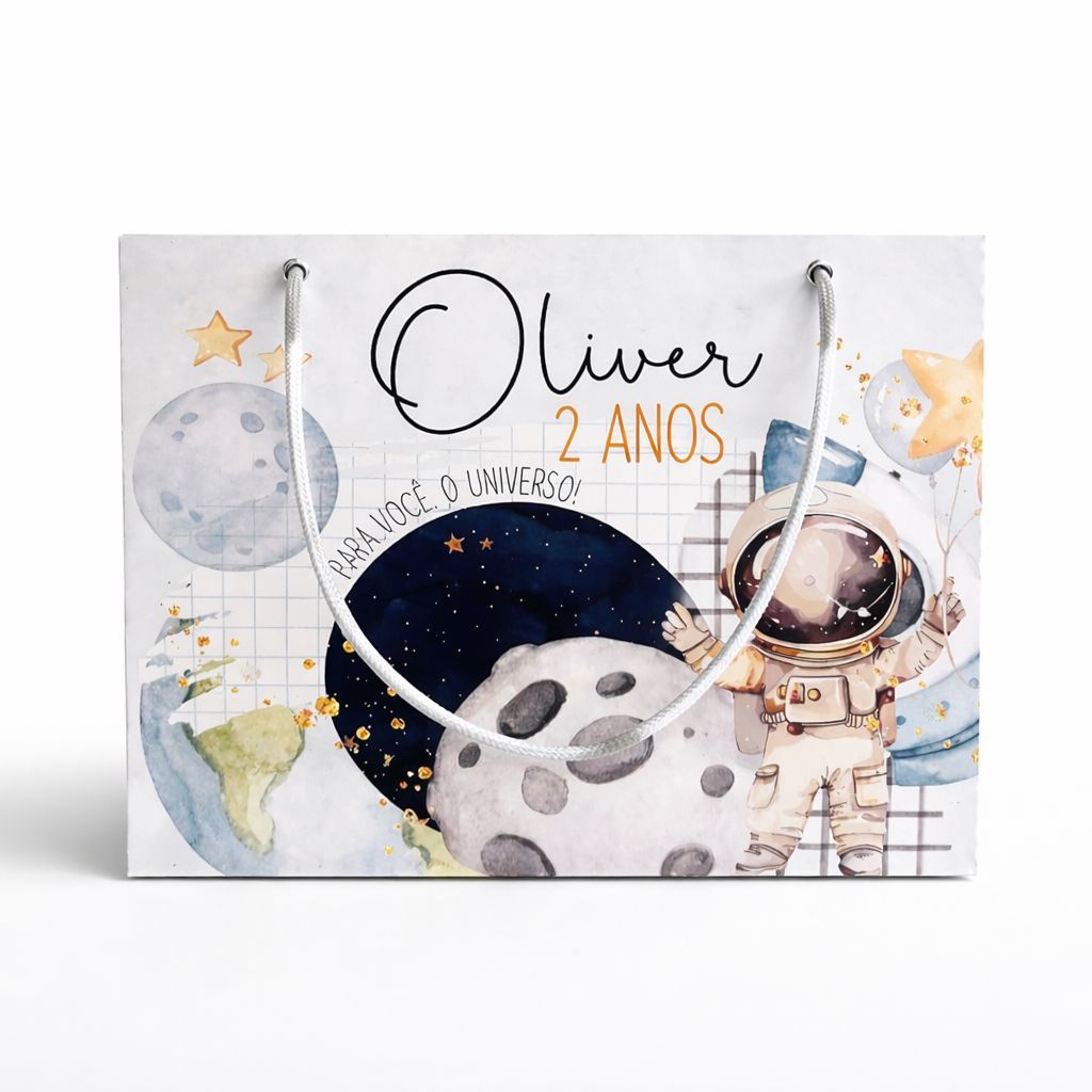 Sacolinha Astronauta azul Personalizado | PEGUE E MONTE /Sacolinha | Lembrancinha Aniversário/ infantil