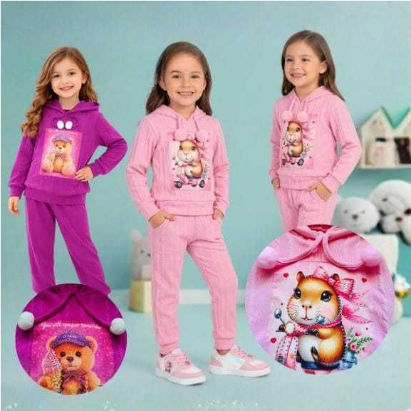 CONJUNTO DE FRIO DE MENINA BLUSA + CALÇA  INVERNO MEIA ESTAÇÃO