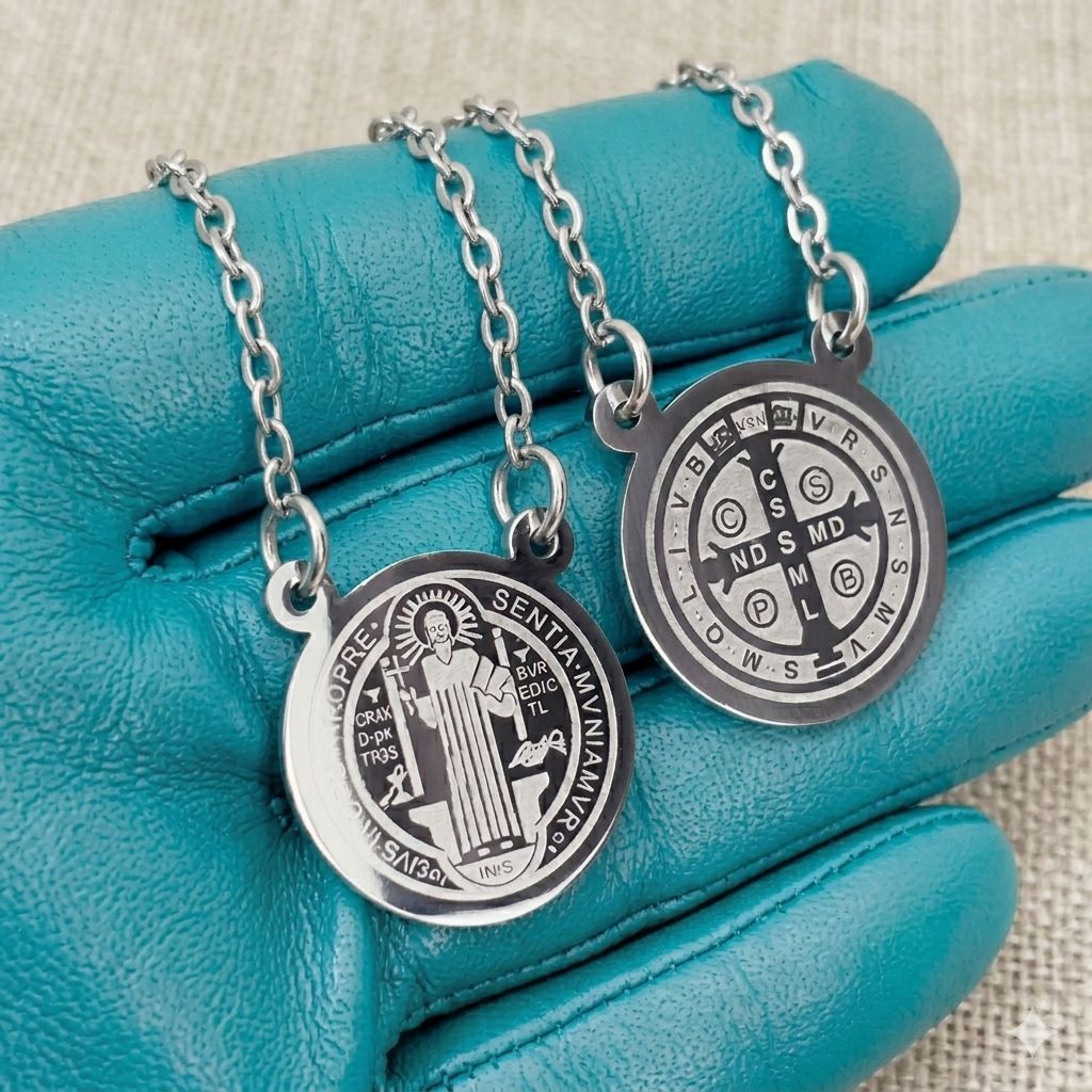 Colar Aço Inoxidável Escapulário Medalha De São Bento Unissex em Oferta na Shopee