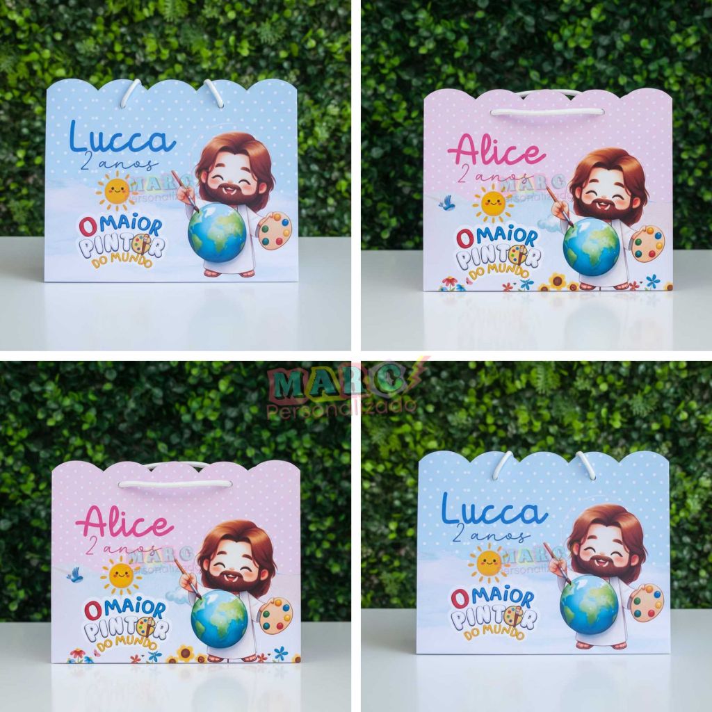 Papelaria Personalizada Sacolinha O Maior Pintor do Mundo Sacola de Lembrancinha para Festa Aniversário