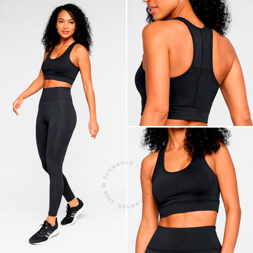 Conjunto Fitness Feminino Top Calça Legging Cintura Alta Suplex Sem Bojo Academia Zero Transparência