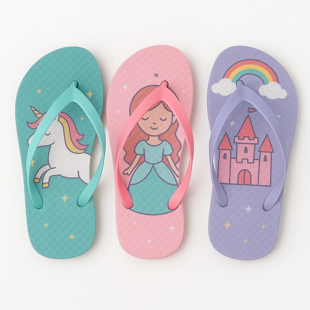 Kit 3 Pares Confortável Leve Macio e Encantador Chinelo Infantil Menina Sortido