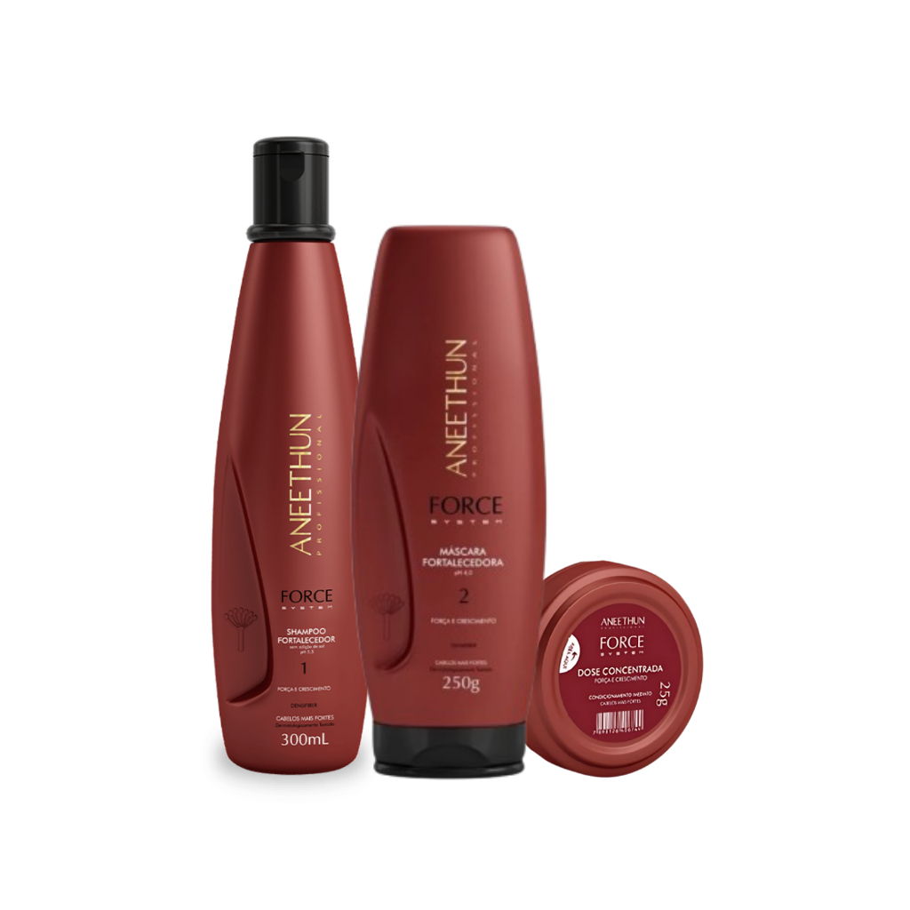 Kit Aneethun Force System - Shampoo 300ml , Máscara 250g e Dose Fortalecedora 25g