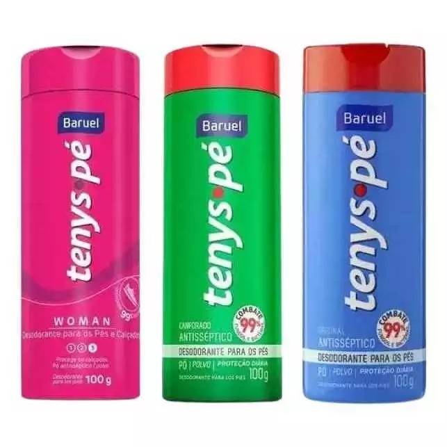 Kit Família 3 Talcos Tenys Pés Baruel Antisséptico 100g