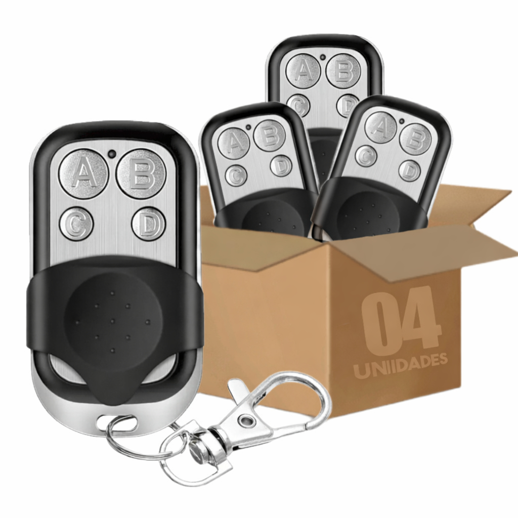Kit 4, 3, 2, 1 Controles Remoto Compatível 433Mhz Portão Electrónico Garagem 4 Botões Residencial em Oferta na Shopee