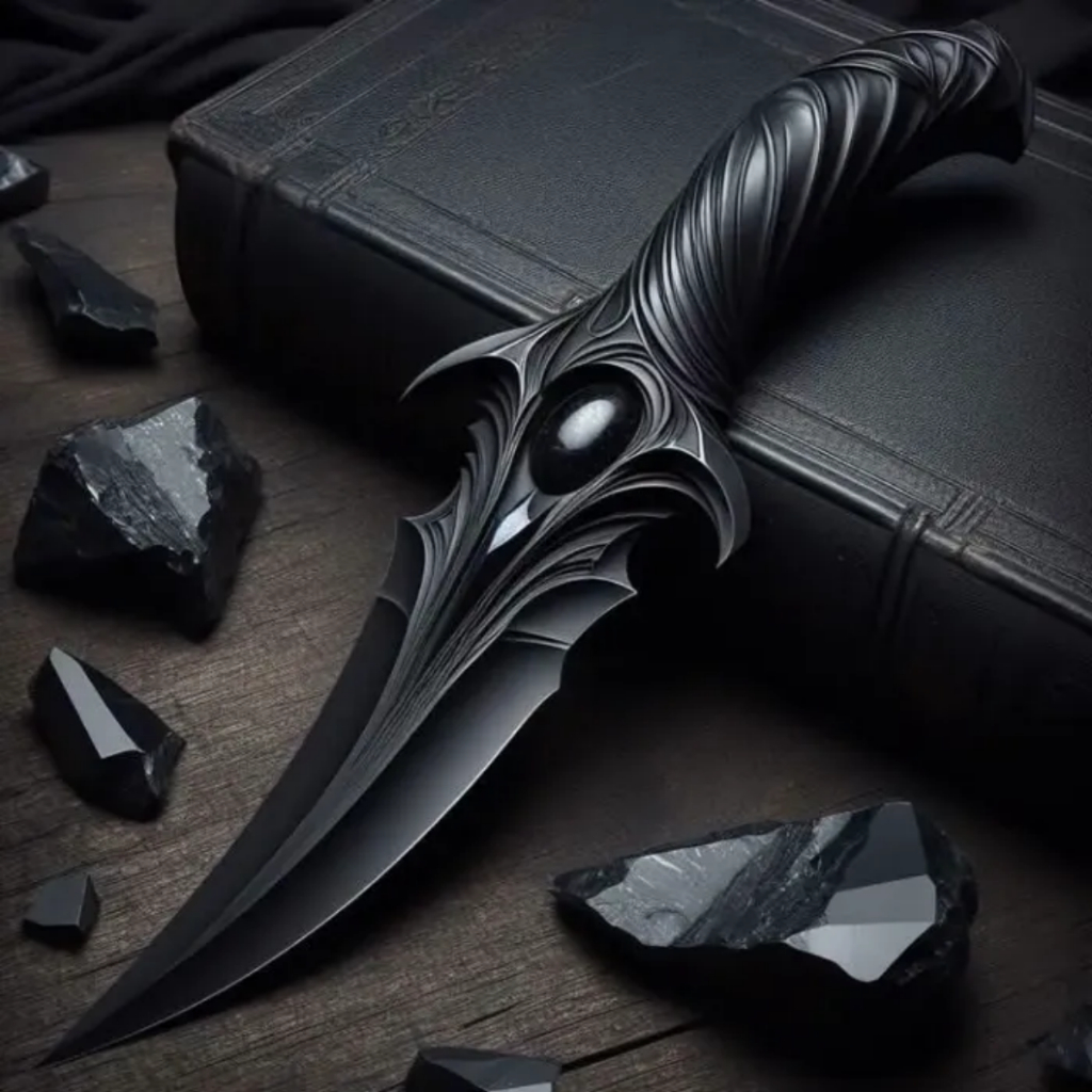 Adaga Fantasia Cosplay Decorativa em Preto e Branco Tamanho Pequena 17cm ou Grande 27cm Realista