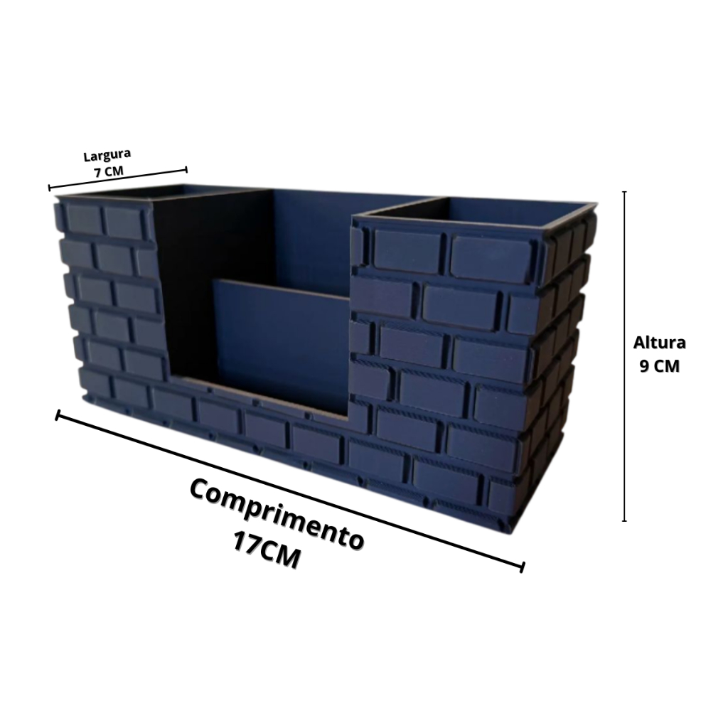 Detalhes do Porta Controle Lapis Organizador Multiuso Escritorio Casa Plastico Preto 3D