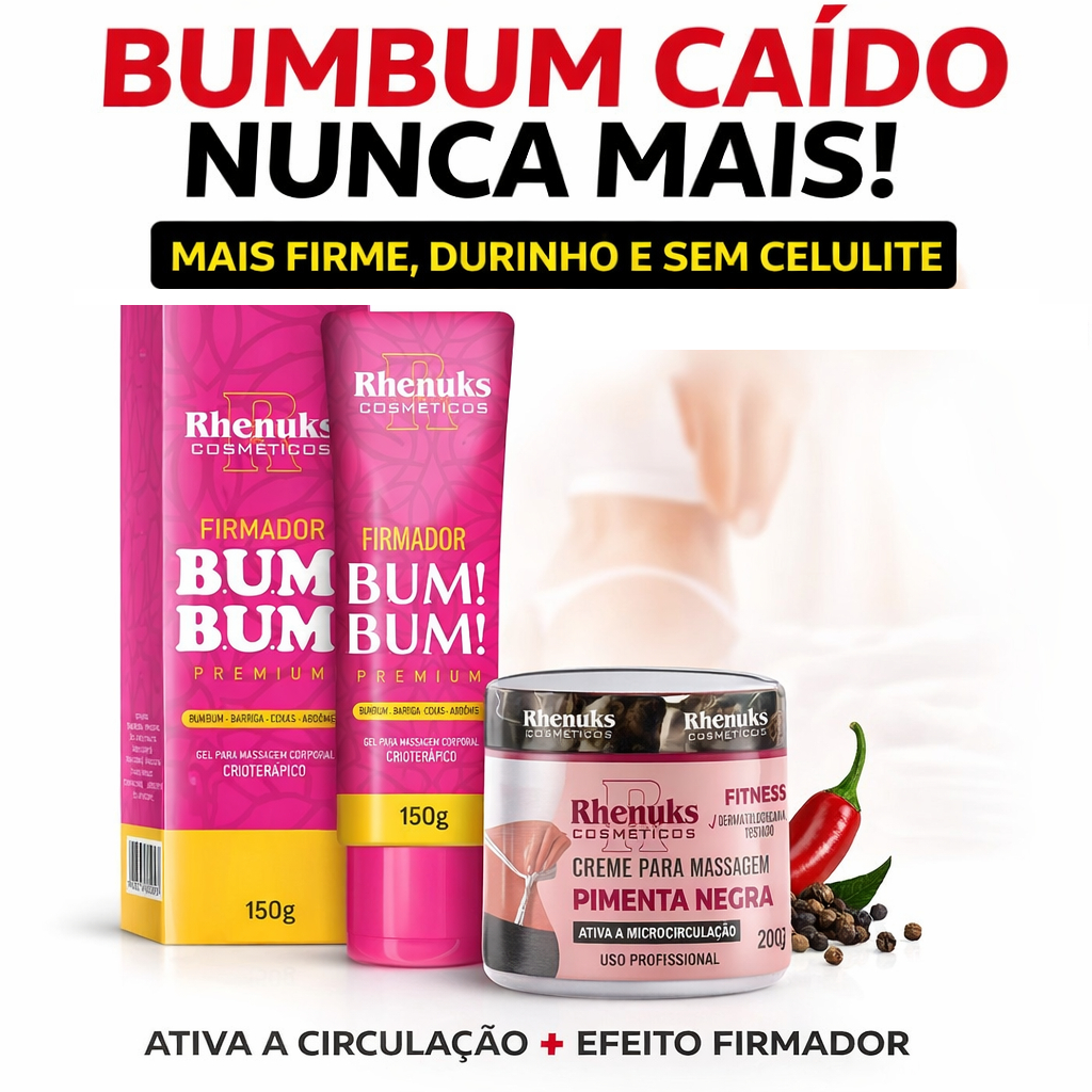 Kit Gel Redutor de Medidas Pimenta Negra Gel Firmador de Bumbum Efeito Termoativo e Pele Mais Firme!