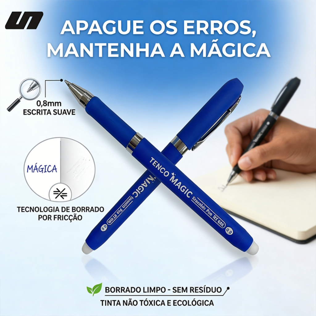 Caneta mágica de gel apagável, ponta de esfera 0,8 mm XZB MAGIC Escrita Perfeita - 826