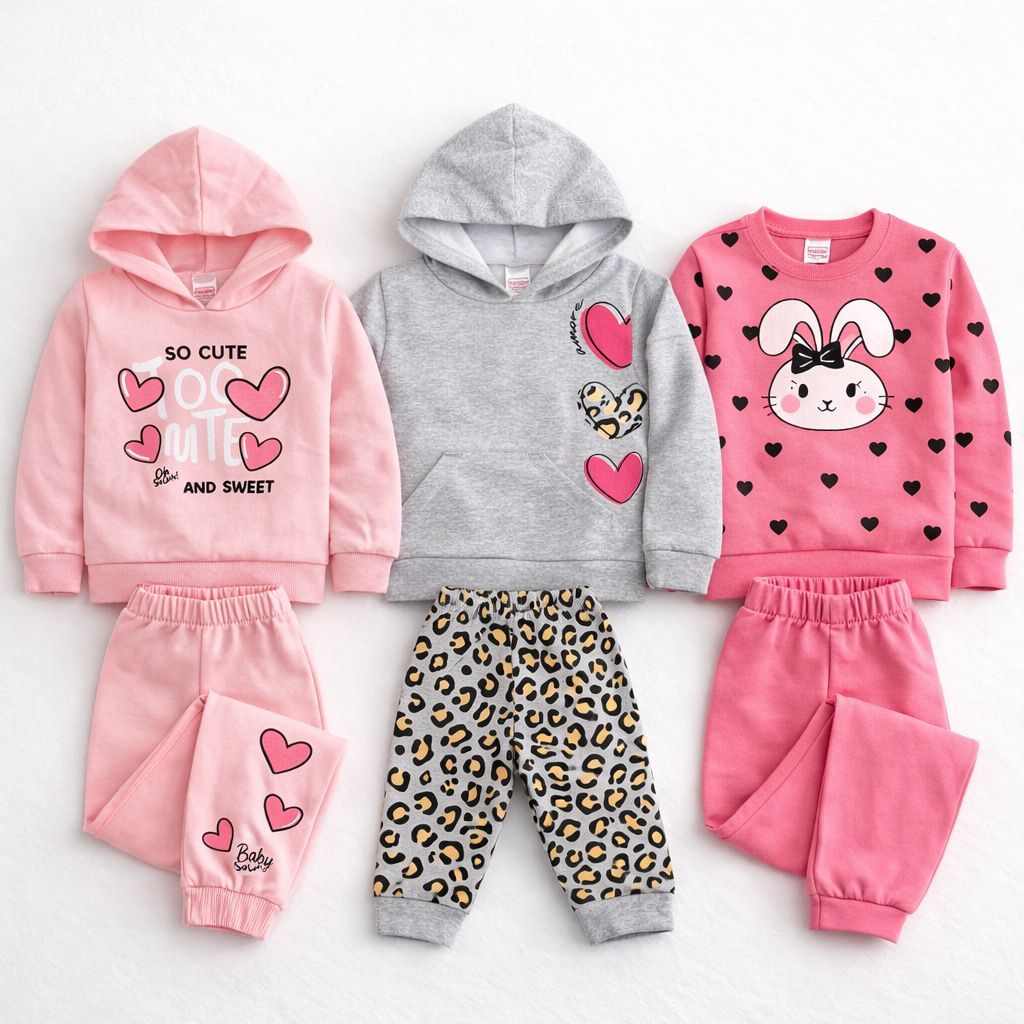 Conjunto Moleton Menina Bebê - Roupa 100%Algodão Ideal para o Inverno