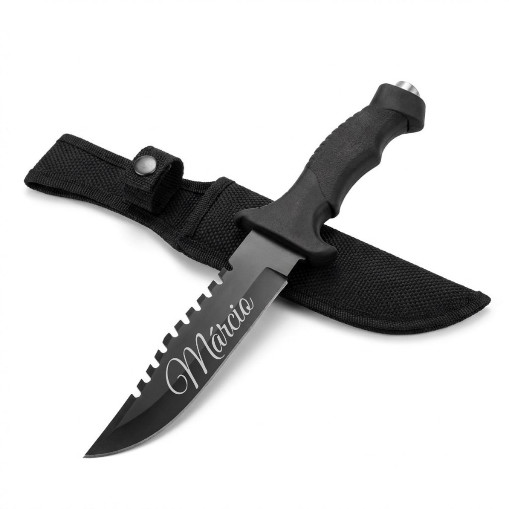 Faca Tática Personalizada Com Seu Nome Aço Inoxidável Com Capa