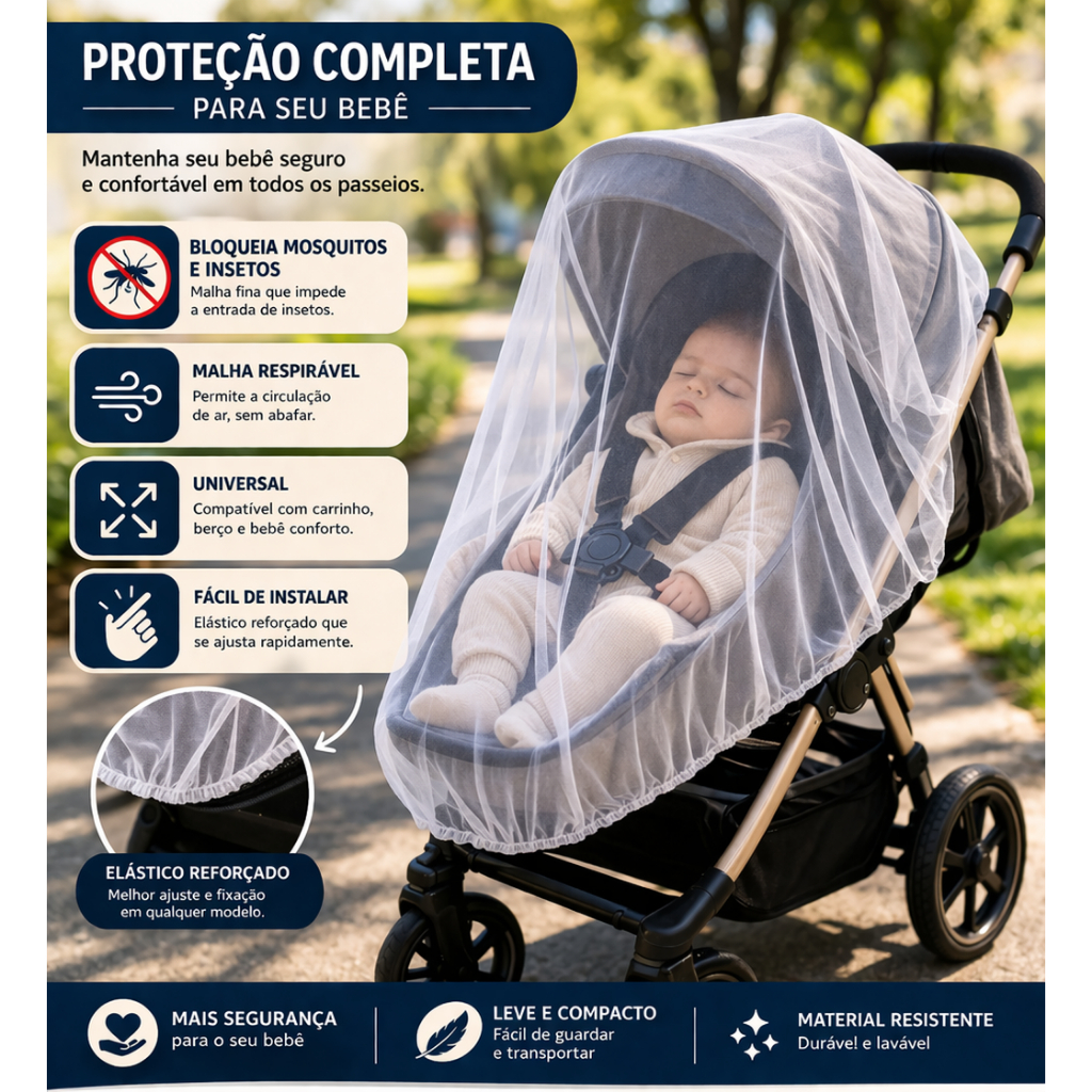 Mosquiteiro Para Carrinho de Bebê Proteção Total Contra Mosquitos em Oferta na Shopee