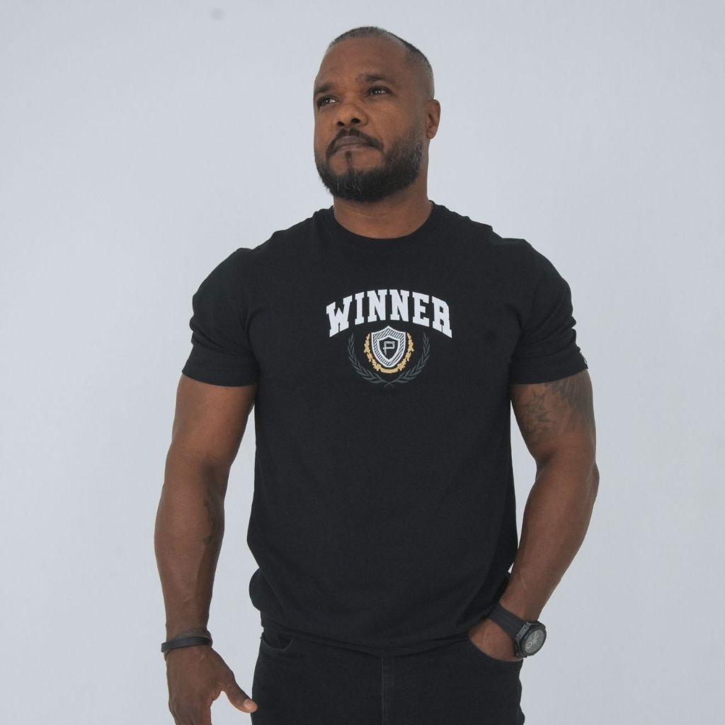 Camiseta Masculina 100% Algodão Premium Básica Camisa Bordada Pontobr Winner Lisa Gola Redonda Original Academia Lazer