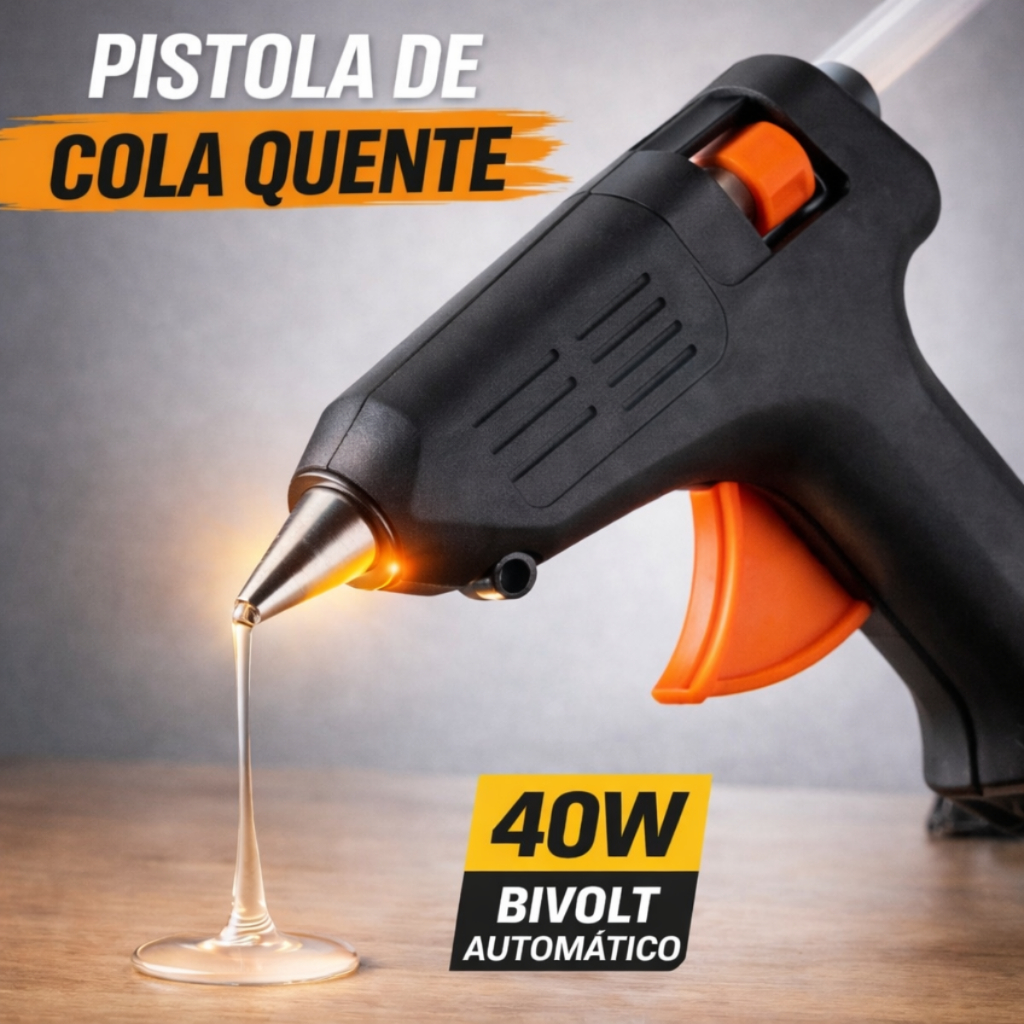 Pistola de Cola Quente 40W Refil Grosso 11mm Bivolt Automático Alta Potência Profissional em Oferta na Shopee