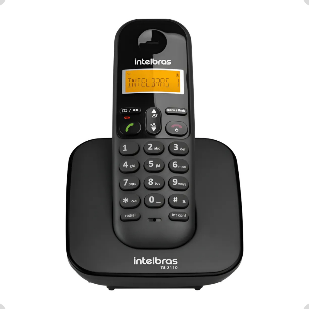 Telefone Sem Fio Intelbras TS 3110 Preto DECT 6.0 Com Identificador e Agenda Completa 70 contatos