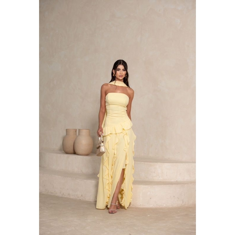 vestido longo elegância e leveza em chiffon para casamento, graduação, convidadas, formatura:168
