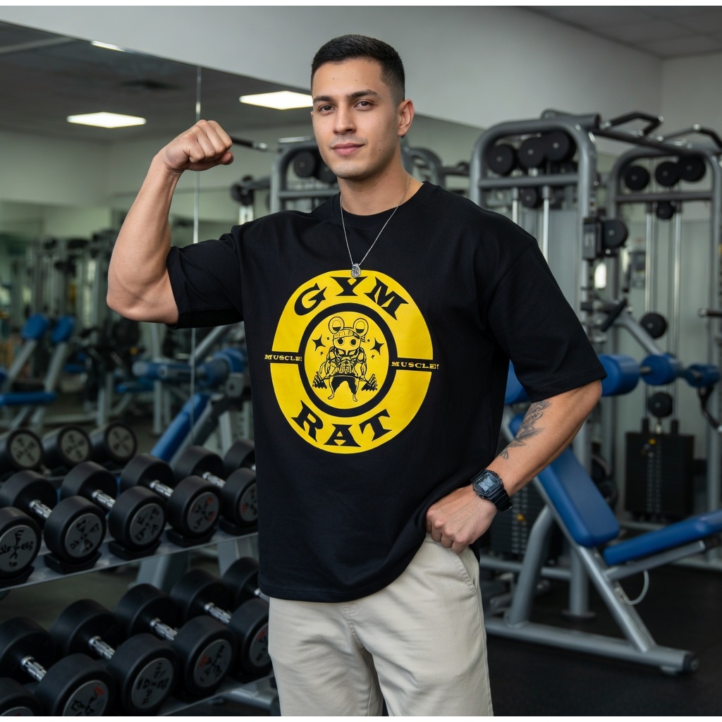 Camiseta Oversized Premium Rato de Academia Treino Blusão Confortavel Unissex Maromba Gym Rat