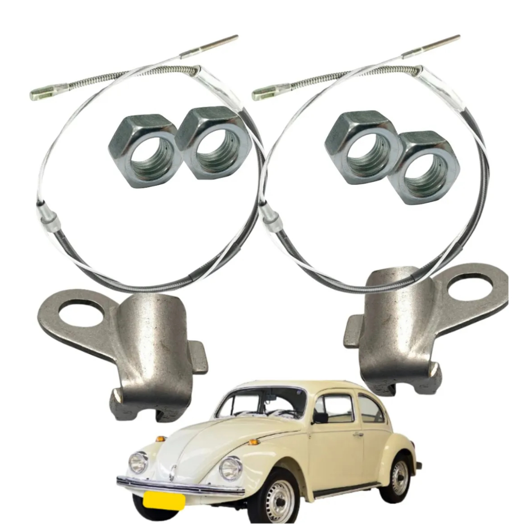 Kit De Cabos + Suportes Dos Cabos Do Freio Mão Fusca Ate 81