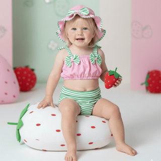 Banho De Sol Conjunto Infantil Top + Calcinha + Chapeu Baby Várias Estampas Verão Menina Bebê Praia em Oferta na Shopee
