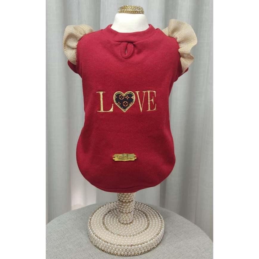 Baby Look para Cachorro Love Vermelha Dudog