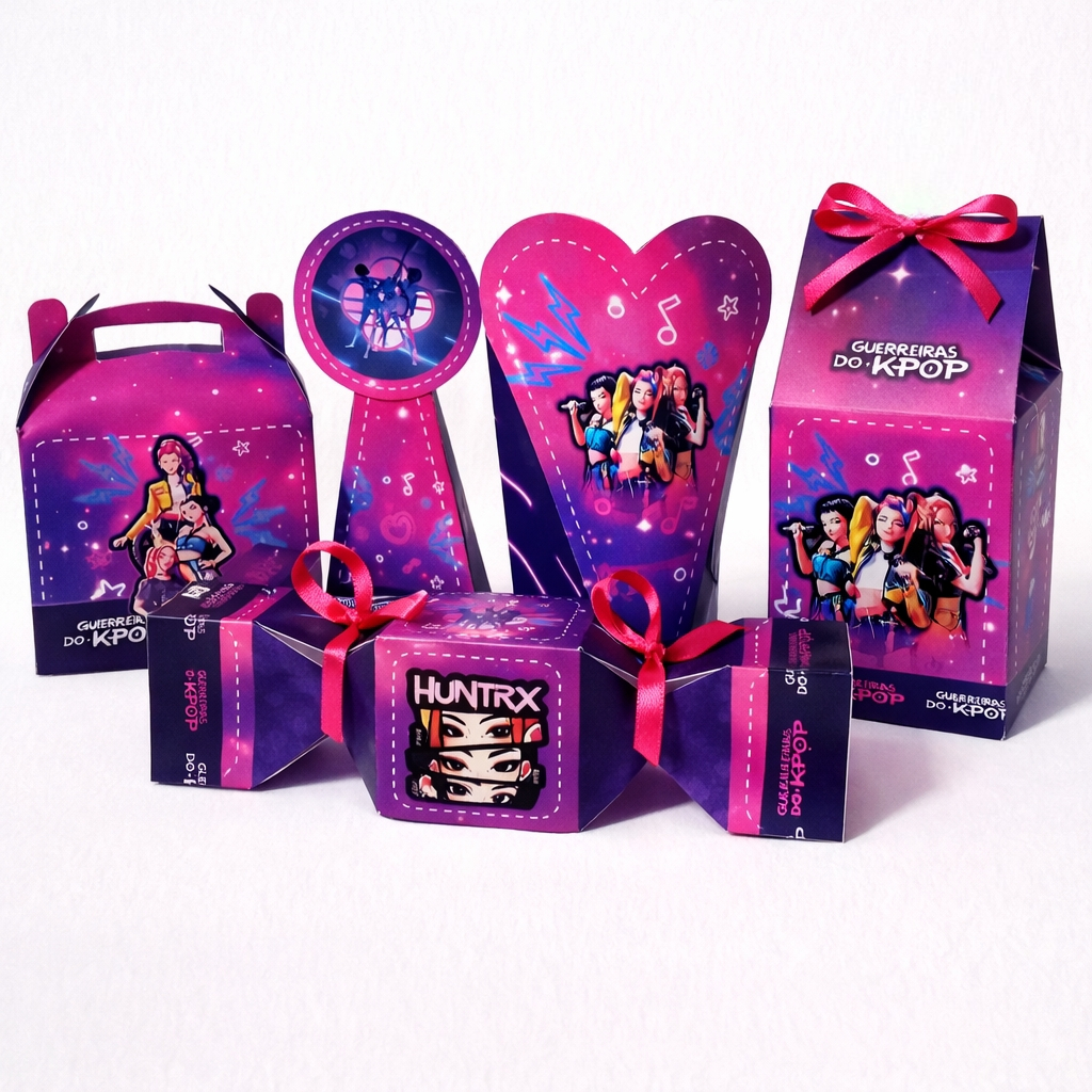 Kit festa Personalizadas pegue e monte  Guerreiras K-Pop  | Decoração de Aniversário K-pop ✨