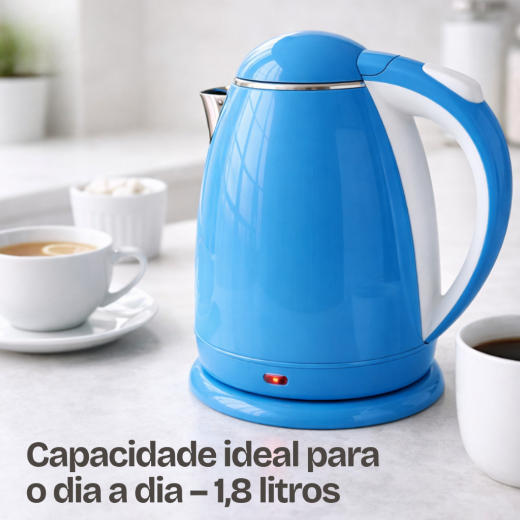 Chaleira Elétrica 1,8l 1000w 127V Azul, Rosa Verde Aquecimento Rápido e Desligamento Automatico