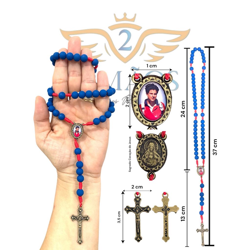 Terço emborrachado de São Carlo Acutis em 37 cm