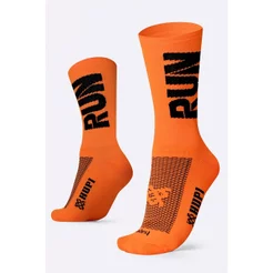 Meia para Corrida HUPI RUN 1 Par Cano Médio, Cor: Laranja, Tamanho 36-42