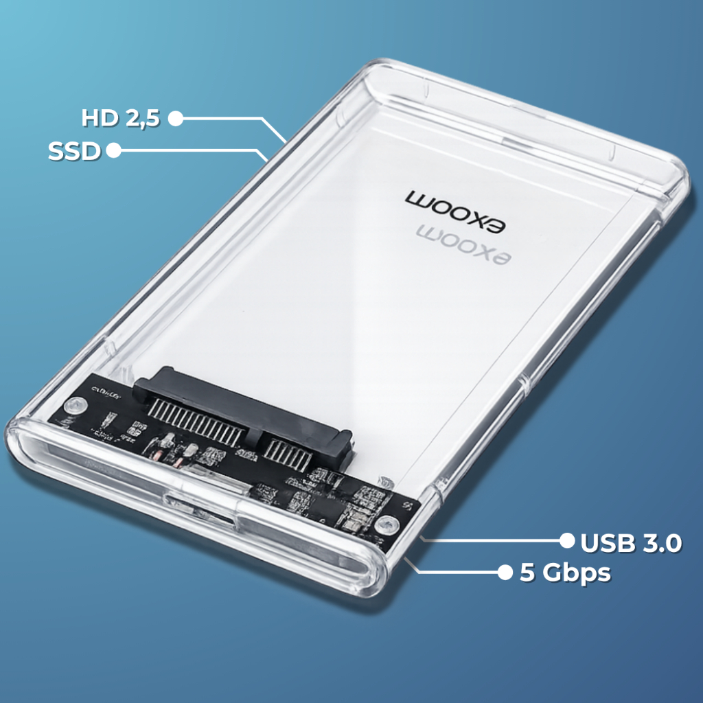 Case P/HD e SSD Externo SATA 2TB 1TB 500GB adaptador USB PC Notebook e MAC USB