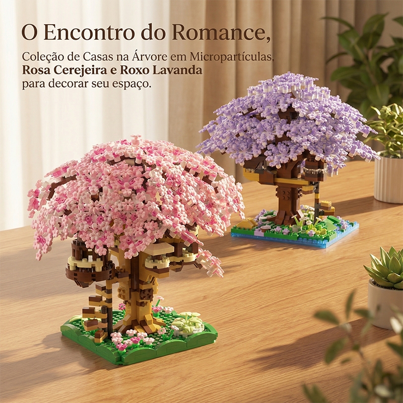1097peças+ Blocos de montar Mini Peças Casa na Árvore Sakura presente criativo colecionável