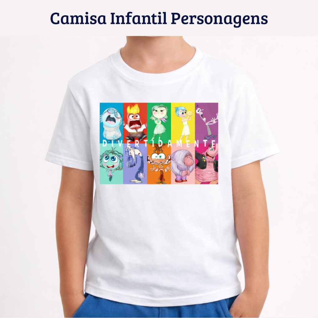 Camiseta Camisa Blusa Infantil Juvenil Poliéster Personagens do Filme Divertidamente Vários Modelos em Oferta na Shopee