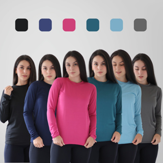 Kit 2 Camisetas Feminina Manga Longa Proteção Solar Uv 50+ |  Térmica Praia Academia Treino Fitnes em Oferta na Shopee