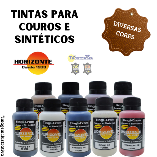 Tinta para Couro e Sintético Tingicrom Horizonte 100ml Restaurar Pintar Bancos Sofá Bolsa Sapato Profissional