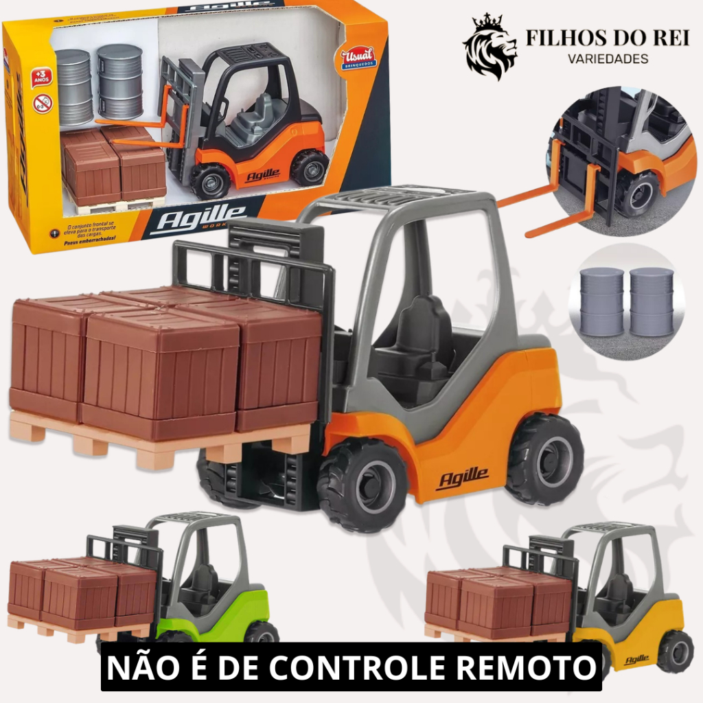 Empilhadeira Com Acessório Agille Working Pneus Emborrachados Brinquedo Não é de Controle Remoto
