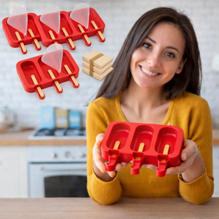 Kit Formas de Picolé Silicone Molde Sorvete 50 Palitos Picolé Com Tampa em Oferta na Shopee