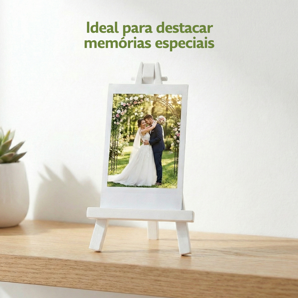 Mini Cavalete Suporte Foto Polaroid Instax - Decoração Mesa Lembrancinha Preto Branco Doulie