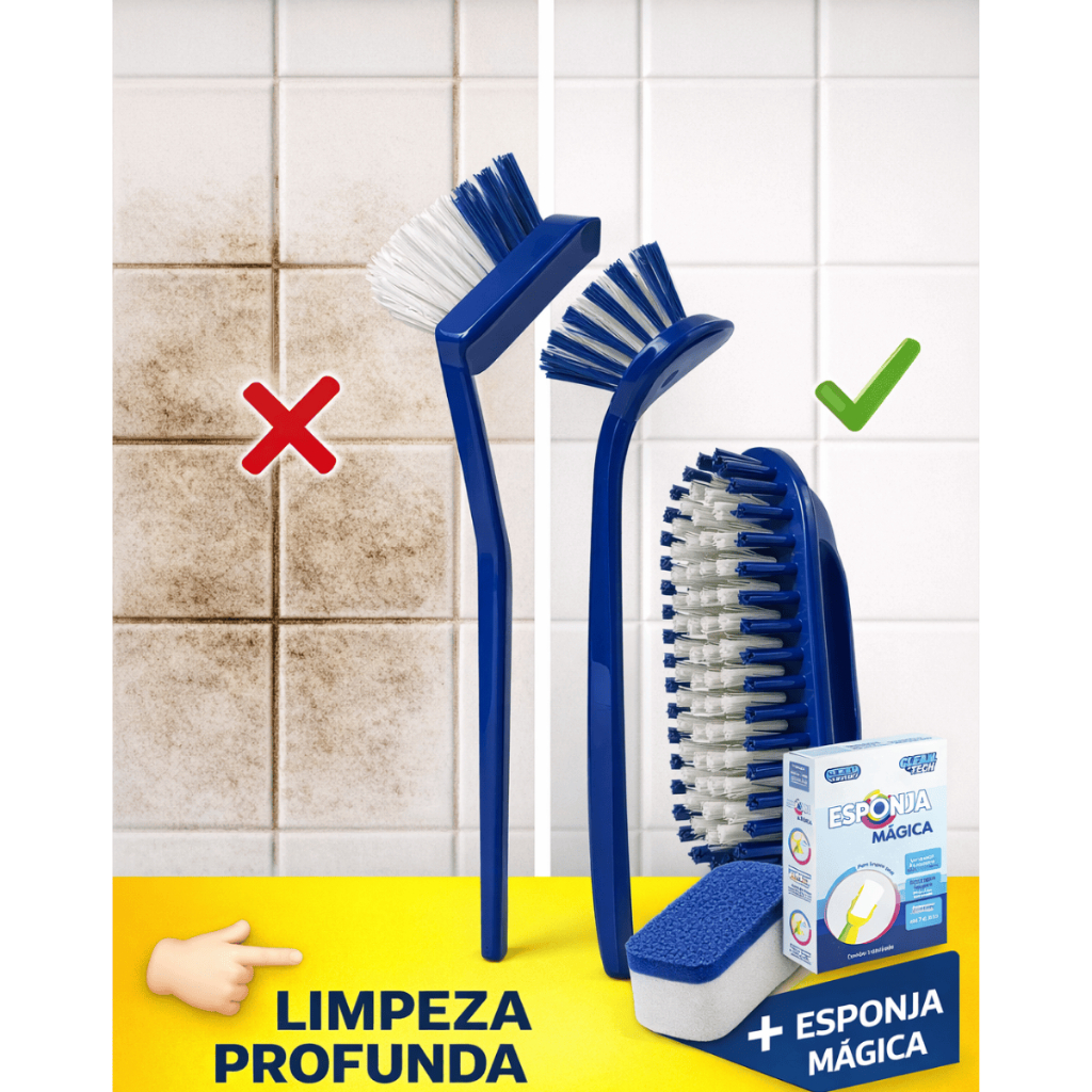 Kit Escovas Limpeza Pesada 3 Peças Multiuso Rejunte Azulejo Tanque Piso + Esponja Mágica