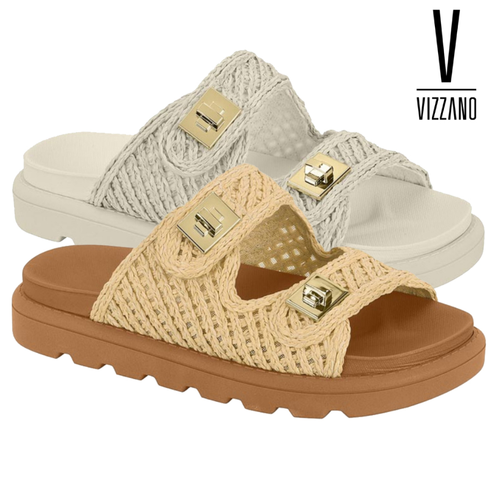 Sandália Feminina Vizzano Papete Tratorada Chinelo Gáspea Casual Confortável Original Lançamento